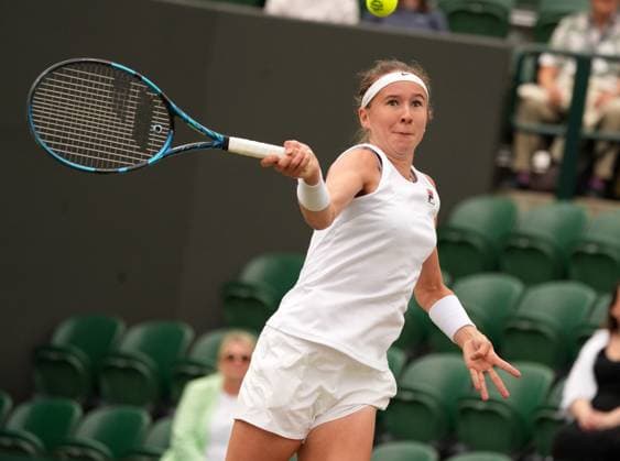Tennis - 2023 Wimbledon Championships - Week Two - Day Eleven - All England lawn Tennis & Racquet Club, Wimbledon - Thursday 13th Girls singles. Ranah Akua Stoiber - (GBR) v Nikola Bartunkova (CZE) Nikola Bartunkova (CZE) 