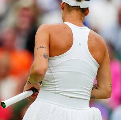 Mandatory Credit: Photo by Javier Garcia Shutterstock (14006845u) Marketa Vondrousova during her semi final match Wimbledon Tennis Championships, Day 11, The All England Lawn Tennis and Croquet Club, London, UK - 13 Jul 2023 Wimbledon Tennis Championships, Day 11, The All England Lawn Tennis and Croquet Club, London, UK - 13 Jul 2023  Copyright: xJavierxGarcia Shutterstockx 14006845u