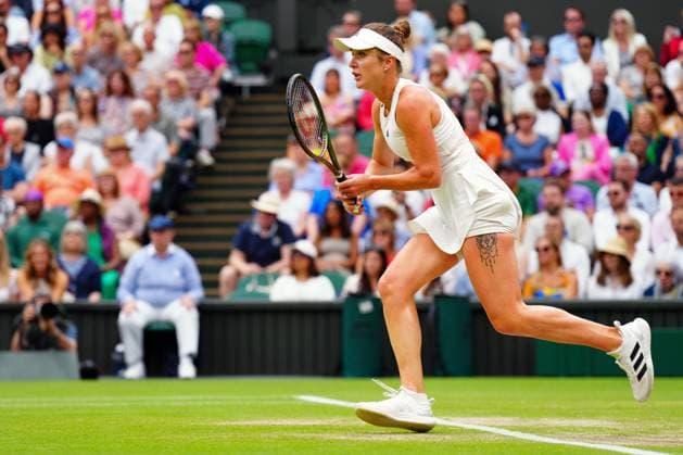 Mandatory Credit: Photo by Javier Garcia Shutterstock (14006845ah) Elina Svitolina during her semi final match Wimbledon Tennis Championships, Day 11, The All England Lawn Tennis and Croquet Club, London, UK - 13 Jul 2023 Wimbledon Tennis Championships, Day 11, The All England Lawn Tennis and Croquet Club, London, UK - 13 Jul 2023  Copyright: xJavierxGarcia Shutterstockx 14006845ah