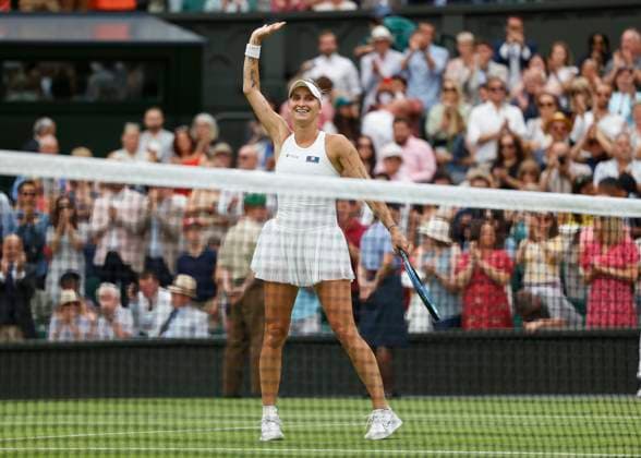 Marketa Vondrousova cheers after victory, jubilation, joy, emotion, womens singles, semi final Copyright: xJuergenxHasenkopfx