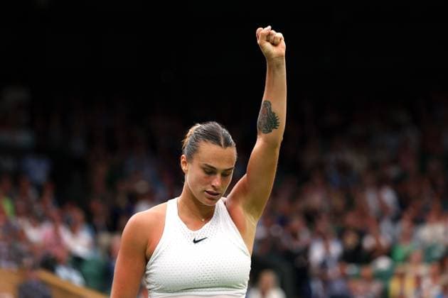 Mandatory Credit: Photo by Ella Ling Shutterstock (14006843cd) Aryna Sabalenka during her semi final match Wimbledon Tennis Championships, Day 11, The All England Lawn Tennis and Croquet Club, London, UK - 13 Jul 2023 Wimbledon Tennis Championships, Day 11, The All England Lawn Tennis and Croquet Club, London, UK - 13 Jul 2023  Copyright: xEllaxLing Shutterstockx 14006843cd