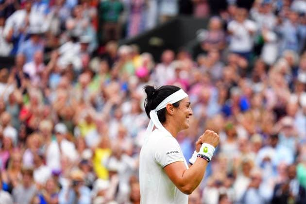 Mandatory Credit: Photo by Javier Garcia Shutterstock (14006845ex) Ons Jabeur celebrates victory in her her semi final match Wimbledon Tennis Championships, Day 11, The All England Lawn Tennis and Croquet Club, London, UK - 13 Jul 2023 Wimbledon Tennis Championships, Day 11, The All England Lawn Tennis and Croquet Club, London, UK - 13 Jul 2023  Copyright: xJavierxGarcia Shutterstockx 14006845ex