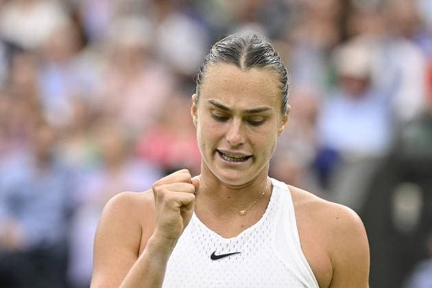 Tennis : Wimbledon 2023 - Angleterre - Aryna Sabalenka - Bielorussie Tennis : Wimbledon 2023 - Angleterre- 13 07 23 ChrysleneCaillaud Panoramic  