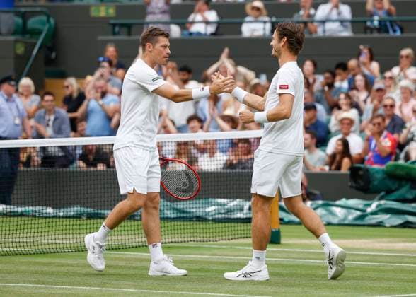 Wesley Koolhof, Neal Skupski cheer after victory, jubilation, joy, emotion Mens Doubles Semi Final Copyright: xJuergenxHasenkopfx