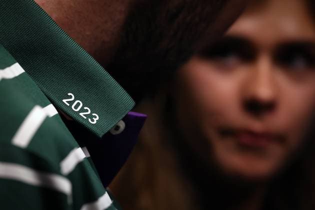 13th July 2023; All England Lawn Tennis and Croquet Club, London, England: Wimbledon Tennis Tournament; The 2022 Championships Wimbledon branding on the collar ground staff member  ActionPlus12531161 JohnxPatrickxFletcher