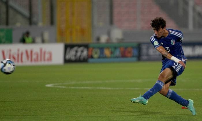 13.07.2023 Ta Qali (Malta) Spain-Italy European U19 U-19 Under-19 championship semi final men s football Jacopo Regonezi Italy :