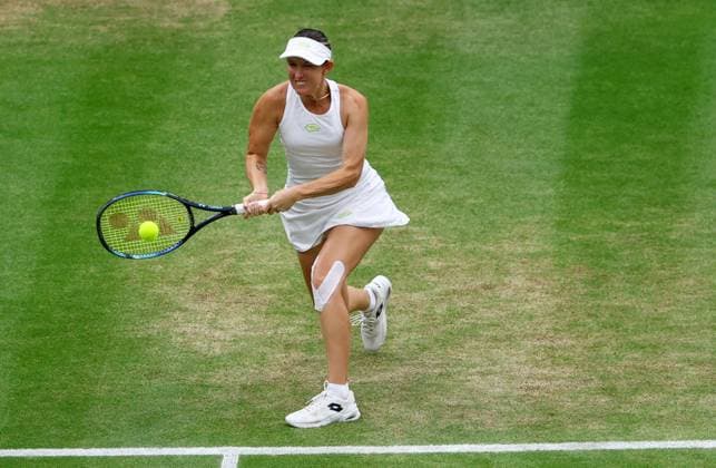 Mandatory Credit: Photo by Kieran McManus Shutterstock (14009604d) Storm Hunter of Australia in action during her Ladies Doubles Semi Final match. Wimbledon Tennis Championships, Day 12, The All England Lawn Tennis and Croquet Club, London, UK - 14 Jul 2023 Wimbledon Tennis Championships, Day 12, The All England Lawn Tennis and Croquet Club, London, UK - 14 Jul 2023  Copyright: xKieranxMcManus Shutterstockx 14009604d
