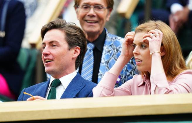 Mandatory Credit: Photo by Javier Garcia Shutterstock (14009601q) Princess Beatrice and Edoardo Mapelli Mozzi in the Royal Box on Centre Court Wimbledon Tennis Championships, Day 12, The All England Lawn Tennis and Croquet Club, London, UK - 14 Jul 2023 Wimbledon Tennis Championships, Day 12, The All England Lawn Tennis and Croquet Club, London, UK - 14 Jul 2023  Copyright: xJavierxGarcia Shutterstockx 14009601q