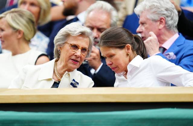 Mandatory Credit: Photo by Javier Garcia Shutterstock (14009601y) The Duchess of Gloucester and Lady Sarah Chatto in the Royal Box on Centre Court Wimbledon Tennis Championships, Day 12, The All England Lawn Tennis and Croquet Club, London, UK - 14 Jul 2023 Wimbledon Tennis Championships, Day 12, The All England Lawn Tennis and Croquet Club, London, UK - 14 Jul 2023  Copyright: xJavierxGarcia Shutterstockx 14009601y