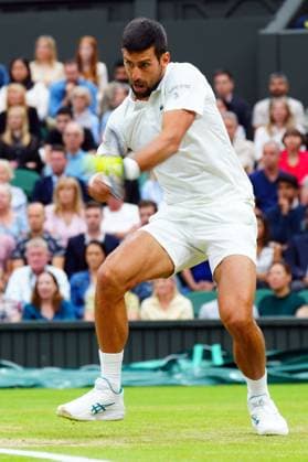 Mandatory Credit: Photo by Javier Garcia Shutterstock (14009601ah) Novak Djokovic during his semi final match Wimbledon Tennis Championships, Day 12, The All England Lawn Tennis and Croquet Club, London, UK - 14 Jul 2023 Wimbledon Tennis Championships, Day 12, The All England Lawn Tennis and Croquet Club, London, UK - 14 Jul 2023  Copyright: xJavierxGarcia Shutterstockx 14009601ah