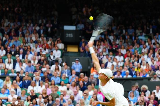 Mandatory Credit: Photo by Javier Garcia Shutterstock (14009601as) Jannik Sinner during his semi final match Wimbledon Tennis Championships, Day 12, The All England Lawn Tennis and Croquet Club, London, UK - 14 Jul 2023 Wimbledon Tennis Championships, Day 12, The All England Lawn Tennis and Croquet Club, London, UK - 14 Jul 2023  Copyright: xJavierxGarcia Shutterstockx 14009601as