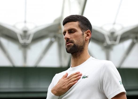 14th July 2023; All England Lawn Tennis and Croquet Club, London, England: Wimbledon Tennis Tournament; Novak Djokovic (GBR) practising on Court One in the morning before his semi final against Jannik Sinner (ITA)  ActionPlus12531191 JohnxPatrickxFletcher