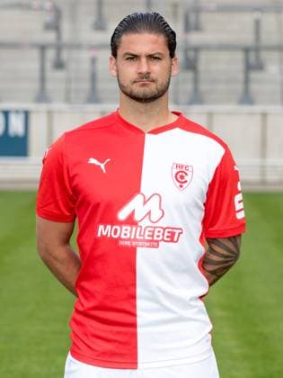 Teampraesentation Halle 3 Liga Hallescher FC, 3 Liga, Porträttermin 2023 2024, Halle, 13 07 2021, Leuna Chemie Stadion, Football , In the picture Dominic Baumann ,