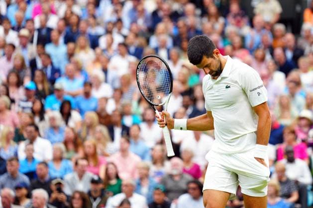 Mandatory Credit: Photo by Javier Garcia Shutterstock (14009601ck) Novak Djokovic after winning the second set during his semi final match Wimbledon Tennis Championships, Day 12, The All England Lawn Tennis and Croquet Club, London, UK - 14 Jul 2023 Wimbledon Tennis Championships, Day 12, The All England Lawn Tennis and Croquet Club, London, UK - 14 Jul 2023  Copyright: xJavierxGarcia Shutterstockx 14009601ck