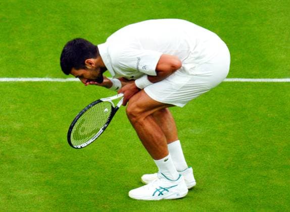 Mandatory Credit: Photo by Javier Garcia Shutterstock (14009601cu) Novak Djokovic celebrates victory in his semi final match Wimbledon Tennis Championships, Day 12, The All England Lawn Tennis and Croquet Club, London, UK - 14 Jul 2023 Wimbledon Tennis Championships, Day 12, The All England Lawn Tennis and Croquet Club, London, UK - 14 Jul 2023  Copyright: xJavierxGarcia Shutterstockx 14009601cu