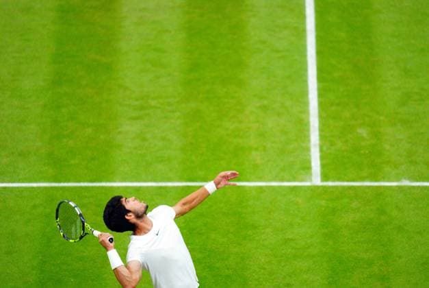 Mandatory Credit: Photo by Javier Garcia Shutterstock (14009601dq) Carlos Alcaraz during his semi final match Wimbledon Tennis Championships, Day 12, The All England Lawn Tennis and Croquet Club, London, UK - 14 Jul 2023 Wimbledon Tennis Championships, Day 12, The All England Lawn Tennis and Croquet Club, London, UK - 14 Jul 2023  Copyright: xJavierxGarcia Shutterstockx 14009601dq