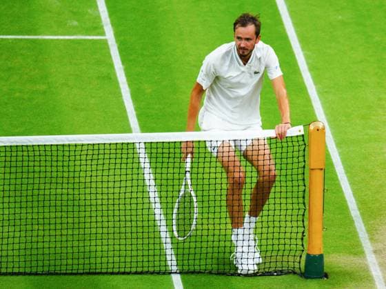 Mandatory Credit: Photo by Javier Garcia Shutterstock (14009601es) Daniil Medvedev during his semi final match Wimbledon Tennis Championships, Day 12, The All England Lawn Tennis and Croquet Club, London, UK - 14 Jul 2023 Wimbledon Tennis Championships, Day 12, The All England Lawn Tennis and Croquet Club, London, UK - 14 Jul 2023  Copyright: xJavierxGarcia Shutterstockx 14009601es