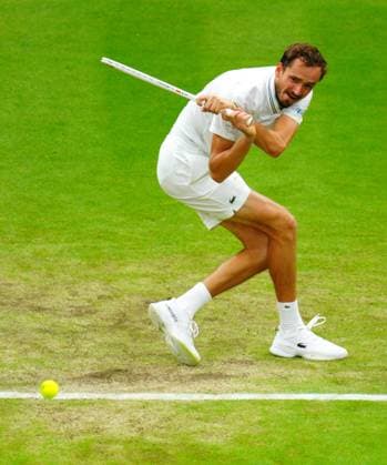 Mandatory Credit: Photo by Javier Garcia Shutterstock (14009601fe) Daniil Medvedev during his semi final match Wimbledon Tennis Championships, Day 12, The All England Lawn Tennis and Croquet Club, London, UK - 14 Jul 2023 Wimbledon Tennis Championships, Day 12, The All England Lawn Tennis and Croquet Club, London, UK - 14 Jul 2023  Copyright: xJavierxGarcia Shutterstockx 14009601fe