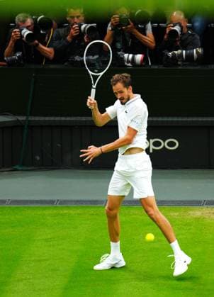 Mandatory Credit: Photo by Javier Garcia Shutterstock (14009601ff) Daniil Medvedev during his semi final match Wimbledon Tennis Championships, Day 12, The All England Lawn Tennis and Croquet Club, London, UK - 14 Jul 2023 Wimbledon Tennis Championships, Day 12, The All England Lawn Tennis and Croquet Club, London, UK - 14 Jul 2023  Copyright: xJavierxGarcia Shutterstockx 14009601ff