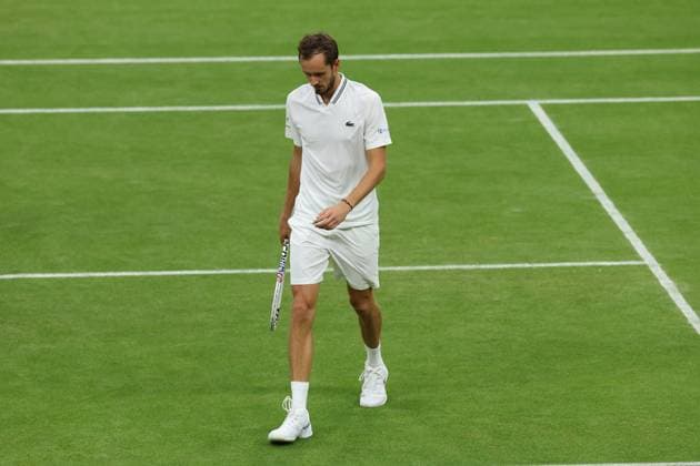 14th July 2023; All England Lawn Tennis and Croquet Club, London, England: Wimbledon Tennis Tournament; Daniil Medvedev (RUS)  ActionPlus12531327 JohnxPatrickxFletcher