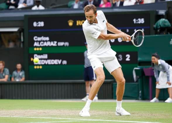 Daniil Medvedev, Semi Final, Mens Singles Tennis Wimbledon 2023 Grand Slam ITF ATP WTA AELTC London Great Britain 14 July 2023 Copyright: xJuergenxHasenkopfx