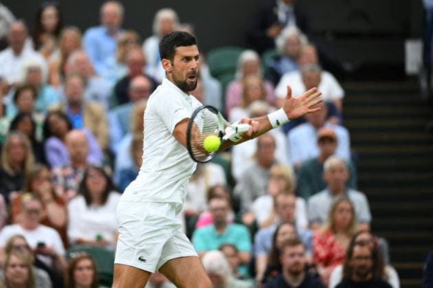 Wimbledon - Day 12 Novak Djokovic (SRB) during his semi final final round match of at the 2023 Wimbledon Championships at the AELTC in London, UK, on July 14, 2023. Photo by Corinne Dubreuil ABACAPRESS.COM London United Kingdom  Copyright: xDubreuilxCorinne ABACAx 860688_028 DubreuilxCorinne ABACAx 860688_028