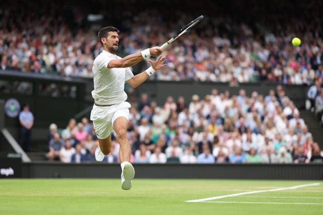 Novak Djokovic (Ser) TENNIS : Wimbledon 2023 - 14 07 2023 AntoineCouvercelle Panoramic  