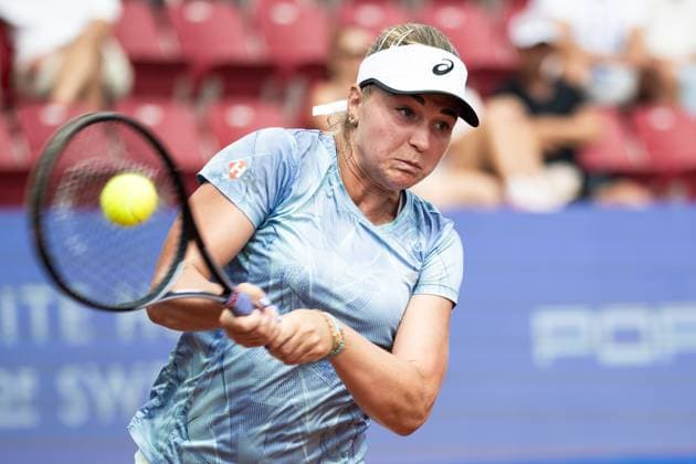 230715 Irina Khromacheva during the womens doubles final on day 6 of the WTA Nordea Open on July 15, 2023 in Bastad, Sweden.  Copyright: NICLASxJÖNSSON BB230715NO006