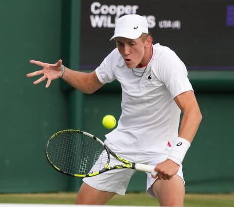 Tennis - 2023 Wimbledon Championships - Week Two - Day Thirteen - All England lawn Tennis & Racquet Club, Wimbledon -Saturday 15th Boys Semi final - Henry Searle (GBR) v Cooper Williams (USA) Henry Searle 
