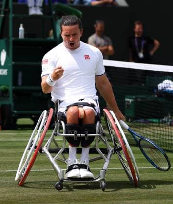 Mandatory Credit: Photo by Kieran McManus Shutterstock (14010523j) Gordon Reid during his Wheelchair Singles semi final Wimbledon Tennis Championships, Day 13, The All England Lawn Tennis and Croquet Club, London, UK - 15 Jul 2023 Wimbledon Tennis Championships, Day 13, The All England Lawn Tennis and Croquet Club, London, UK - 15 Jul 2023  Copyright: xKieranxMcManus Shutterstockx 14010523j