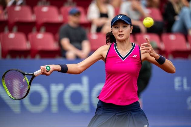 230715 Su Jeong Jang, Korea during the womens doubles final on day 6 of the WTA Nordea Open on July 15, 2023 in Bastad, Sweden.  Copyright: NICLASxJÖNSSON BB230715NO024