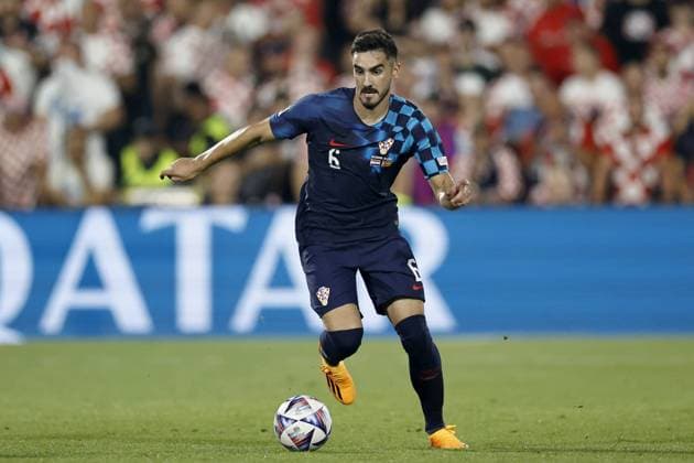 ROTTERDAM - Josip Sutalo of Croatia during the UEFA Nations League final match between Croatia and Spain at Feyenoord Stadion de Kuip on June 18, 2023 in Rotterdam, Netherlands. AP Dutch Height MAURICE OF STONE UEFA Nations League 2022 23 Final 2022 2023 xVIxANPxSportx xVanxSteenxFotografiexIVx 473673916 originalFilename: 473673916.jpg