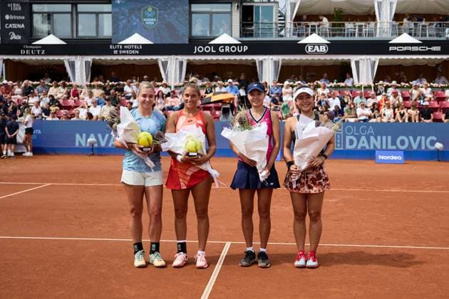 BÅSTAD 20230715 Irina Khromacheva, Panna Udvardy won over Su Jeong Jang, South Korea and Eri Hozumi, Japan in the womens doubles final during the Nordea Open tennis tournament in Bastad BÅSTAD SVERIGE Tennis x11830x  Copyright: xAndersxBjurö TTx NORDEA OPEN 2023