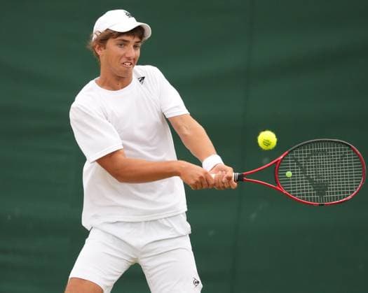 Tennis - 2023 Wimbledon Championships - Week Two - Day Thirteen - All England lawn Tennis & Racquet Club, Wimbledon -Saturday 15th Boys U™14 - Mark Ceban (GBR) v Kaan Kosaner (TUR) Mark Ceban (GBR) 
