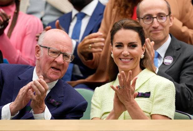 Mandatory Credit: Photo by Dave Shopland Shutterstock (14010519a) Ian Hewitt, AELTC Chairman and Catherine Princess of Wales watching the action from the Royal Box Wimbledon Tennis Championships, Day 13, The All England Lawn Tennis and Croquet Club, London, UK - 15 Jul 2023 Wimbledon Tennis Championships, Day 13, The All England Lawn Tennis and Croquet Club, London, UK - 15 Jul 2023  Copyright: xDavexShopland Shutterstockx 14010519a