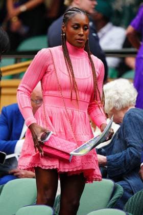 Mandatory Credit: Photo by Javier Garcia Shutterstock (14010521ad) Issa Rae in the Royal Box on Centre Court Wimbledon Tennis Championships, Day 13, The All England Lawn Tennis and Croquet Club, London, UK - 15 Jul 2023 Wimbledon Tennis Championships, Day 13, The All England Lawn Tennis and Croquet Club, London, UK - 15 Jul 2023  Copyright: xJavierxGarcia Shutterstockx 14010521ad
