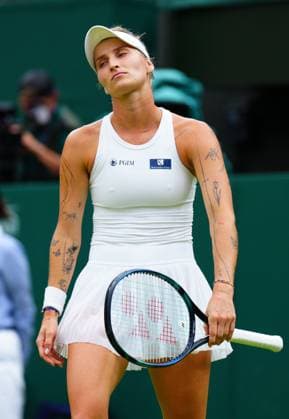 Mandatory Credit: Photo by Javier Garcia Shutterstock (14010521by) Marketa Vondrousova during the Ladies Singles final Wimbledon Tennis Championships, Day 13, The All England Lawn Tennis and Croquet Club, London, UK - 15 Jul 2023 Wimbledon Tennis Championships, Day 13, The All England Lawn Tennis and Croquet Club, London, UK - 15 Jul 2023  Copyright: xJavierxGarcia Shutterstockx 14010521by