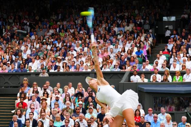 Mandatory Credit: Photo by Javier Garcia Shutterstock (14010521bz) Marketa Vondrousova during the Ladies Singles final Wimbledon Tennis Championships, Day 13, The All England Lawn Tennis and Croquet Club, London, UK - 15 Jul 2023 Wimbledon Tennis Championships, Day 13, The All England Lawn Tennis and Croquet Club, London, UK - 15 Jul 2023  Copyright: xJavierxGarcia Shutterstockx 14010521bz