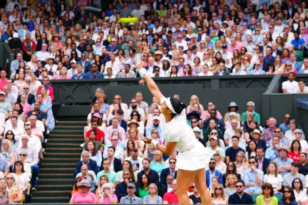 Mandatory Credit: Photo by Javier Garcia Shutterstock (14010521cd) Ons Jabeur during the Ladies SIngles final Wimbledon Tennis Championships, Day 13, The All England Lawn Tennis and Croquet Club, London, UK - 15 Jul 2023 Wimbledon Tennis Championships, Day 13, The All England Lawn Tennis and Croquet Club, London, UK - 15 Jul 2023  Copyright: xJavierxGarcia Shutterstockx 14010521cd