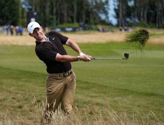 Mandatory Credit: Photo by Stuart Wallace Shutterstock (14003897ai) Caption correction: Rory McIlroy (NIR) plays from the rough on the 16h hole during the 3rd round. Genesis Scottish Open, Day Three, Golf, The Renaissance Club, North Berwick, UK - 15 Jul 2023 Genesis Scottish Open, Day Three, Golf, The Renaissance Club, North Berwick, UK - 15 Jul 2023  Copyright: xStuartxWallace Shutterstockx 14003897ai