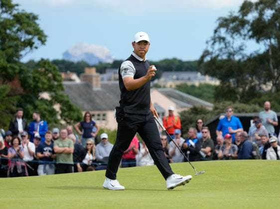 Mandatory Credit: Photo by Stuart Wallace Shutterstock (14003897an) Tom Kim (KOR) on the 17th green during the 3rd round. Genesis Scottish Open, Day Three, Golf, The Renaissance Club, North Berwick, UK - 15 Jul 2023 Genesis Scottish Open, Day Three, Golf, The Renaissance Club, North Berwick, UK - 15 Jul 2023  Copyright: xStuartxWallace Shutterstockx 14003897an