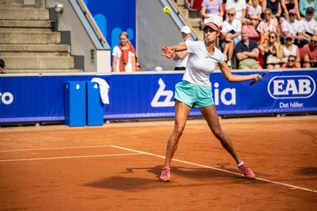 230715 Olga Danilovic, Serbia during the womens final on day 6 of the WTA Nordea Open on July 15, 2023 in Bastad, Sweden.  Copyright: NICLASxJÖNSSON BB230715NO055