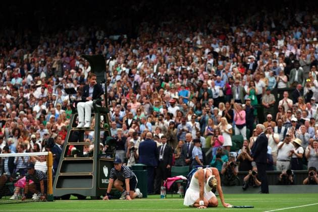 Mandatory Credit: Photo by Ella Ling Shutterstock (14010522as) Marketa Vondrousova celebrates victory in the Ladies Singles final Wimbledon Tennis Championships, Day 13, The All England Lawn Tennis and Croquet Club, London, UK - 15 Jul 2023 Wimbledon Tennis Championships, Day 13, The All England Lawn Tennis and Croquet Club, London, UK - 15 Jul 2023  Copyright: xEllaxLing Shutterstockx 14010522as