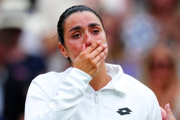 Mandatory Credit: Photo by Javier Garcia Shutterstock (14010521dw) An upset Ons Jabeur after defeat in the Ladies SIngles final Wimbledon Tennis Championships, Day 13, The All England Lawn Tennis and Croquet Club, London, UK - 15 Jul 2023 Wimbledon Tennis Championships, Day 13, The All England Lawn Tennis and Croquet Club, London, UK - 15 Jul 2023  Copyright: xJavierxGarcia Shutterstockx 14010521dw