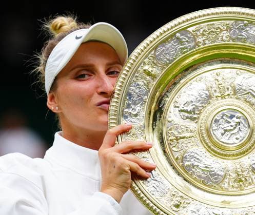 Mandatory Credit: Photo by Javier Garcia Shutterstock (14010521en) Marketa Vondrousova lifts the Venus Rosewater Dish after victory in the Ladies Singles final Wimbledon Tennis Championships, Day 13, The All England Lawn Tennis and Croquet Club, London, UK - 15 Jul 2023 Wimbledon Tennis Championships, Day 13, The All England Lawn Tennis and Croquet Club, London, UK - 15 Jul 2023  Copyright: xJavierxGarcia Shutterstockx 14010521en