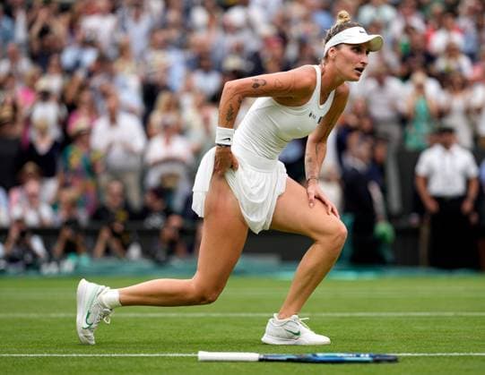 Mandatory Credit: Photo by Dave Shopland Shutterstock (14010519cw) Marketa Vondrousova celebrates victory in the Ladies Singles final Wimbledon Tennis Championships, Day 13, The All England Lawn Tennis and Croquet Club, London, UK - 15 Jul 2023 Wimbledon Tennis Championships, Day 13, The All England Lawn Tennis and Croquet Club, London, UK - 15 Jul 2023  Copyright: xDavexShopland Shutterstockx 14010519cw