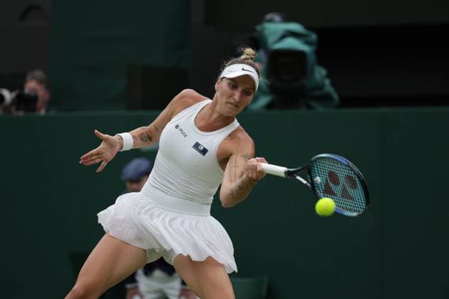 15th July 2023; All England Lawn Tennis and Croquet Club, London, England: Wimbledon Tennis Tournament; Womens singles final match, Marketa Vondrousova versus Ons Jabeur on centre court;  ActionPlus12531626 JohnxPatrickxFletcher