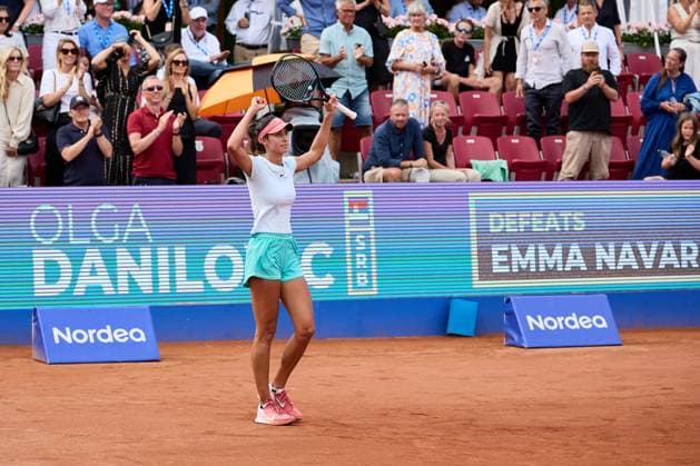 BÅSTAD 20230715 Olga Danilovic, Serbia celebrates after winning the final at the Nordea Open tennis tournament in Bastad BÅSTAD SVERIGE Tennis x11830x  Copyright: xAndersxBjurö TTx NORDEA OPEN 2023