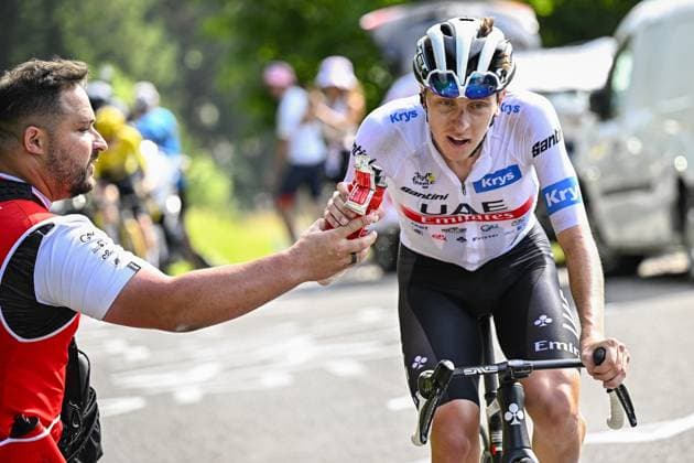 Slovenian Tadej Pogacar of UAE Team Emirates pictured in action during stage 14 of the Tour de France cycling race, from Annemasse to Morzine Les Portes du Soleil (151,8 km), France, Saturday 15 July 2023. This year s Tour de France takes place from 01 to 23 July 2023. JASPERxJACOBS  x70634805x