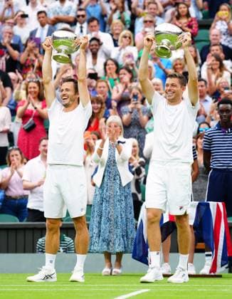 Mandatory Credit: Photo by Javier Garcia Shutterstock (14010521hr) Wesley Koolhof and Neal Skupski celebrate victory in the Gentlemen s Dobles final Wimbledon Tennis Championships, Day 13, The All England Lawn Tennis and Croquet Club, London, UK - 15 Jul 2023 Wimbledon Tennis Championships, Day 13, The All England Lawn Tennis and Croquet Club, London, UK - 15 Jul 2023  Copyright: xJavierxGarcia Shutterstockx 14010521hr